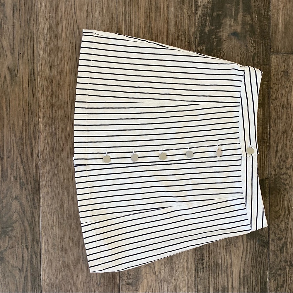 Button down black and white stripped skirt